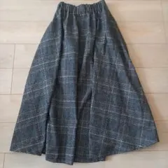グレー チェック柄 フレアロングスカート　ナイスクラップ　ツイードスカート