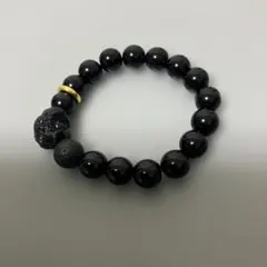 【新品】黒曜石とラバーストーンの開運ブレスレット　フリーサイズ