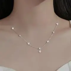 X536 フラワーダイヤネックレス 韓国 レディース シルバー プレゼント
