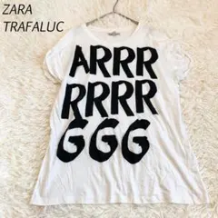 ザラ トラファルック 半袖Tシャツ（S）白 黒 ロゴ モノトーン ゆったり