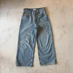 ZARA ライトブルー ワイドレッグデニム ボタンフライ 36 春夏