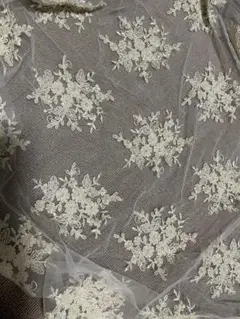 花柄刺繍レース生地 クリーム色