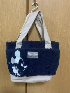 ミッキーマウス ボア トートバッグ ネイビー