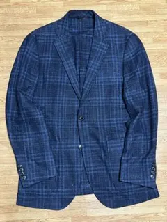 極美品 LANVIN COLLECTIONネイビーチェック ジャケットS50