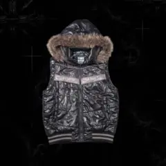 美品00S CAMP7 ファーダウンベストy2k 光沢 肉厚 平成 光沢 短丈
