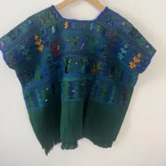 エスニック刺繍 ポンチョ ウィピル メキシコ グアテマラ 民族衣装