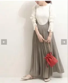 再値下げ♪NOBLE ギャザープリーツロングストラップキャミワンピース