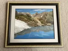 真作】絵画 山内正一 油彩4号 大雪山 雄大な山岳を描く 白銀の世界 Z6