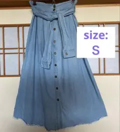 ロングスカート デニム風生地　薄手　腰巻き　デニム