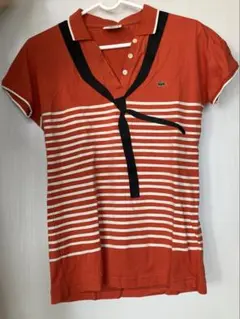 LACOSTE ストライプ 半袖ポロシャツ