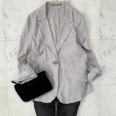 セオリーリュクス リネン混テーラードジャケット グレージュ　40　クランチ