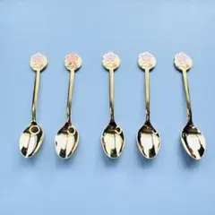 【極美品】上品な桜モチーフ✨華やかゴールドスプーン 5本セット カトラリー