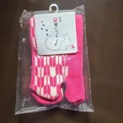 ピンク 幾何学模様 キッズ靴下 23cm~25cm