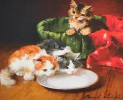 アルフレッド・アーサー 猫 ミルク 12.5×15 綿 ミニパネル生地 はぎれ