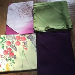 和柄の生地4枚Bセット　緑黄色紫