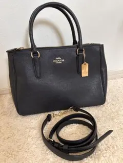 COACH ネイビーレザーショルダーバッグ
