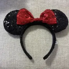 東京ディズニーリゾート　カチューシャ　ミニー　スパンコール　リボン