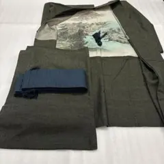 男着物 アンサンブル 髭紬 御召御納戸色 しつけ糸 M-1149 - メルカリ