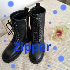 Zipper❇264❇新品⭐ ブラック ミリタリーブーツ