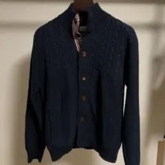 ikka ネイビー ケーブルニット カーディガン L