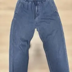 青 ストレートデニム ゴムウエスト