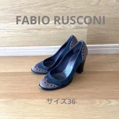 ファビオルスコーニFABIORUSCONI美脚パンプス36 ネイビー