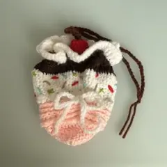 アイスクリーム型かぎ編み巾着袋