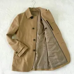 美品 COMME CA MEN ウールコート 首元牛革　ベージュ系 サイズL