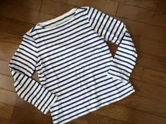 無印良品　ストライプボートネック長袖カットソー　M