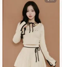 darich ダーリッチ　ウエストオープンリボンデザインニットミニワンピース