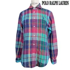 【現行 QR タグ】 ポロ ラルフ ローレン マドラスチェック リネン シャツ