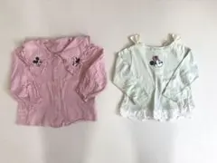 【プティマイン】ディズニー 刺繍トップス2枚セット ミッキー＆ミニー