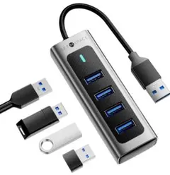新品未開封✨ 超高速USB3.0ハブ 4ポート 5Gbps 軽量アルミ製