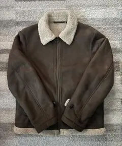 UNIQLOネオレザームートンタッチジャケットダークブラウン ボア襟 Lサイズ