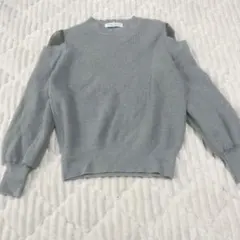 【a4069】ボーテドオペーク ショルダーチュール長袖ニット アンゴラ混 M