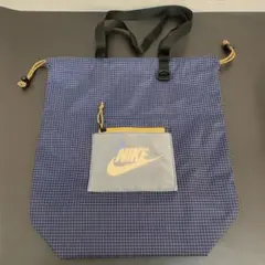 【美品】NIKE ヘリテージ トートバッグ ネイビー チェック柄(ホワイト)