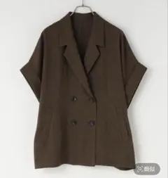 新品・未使用』✨Aga✨テーラードジャケット 半袖 夏用 チェック 茶系