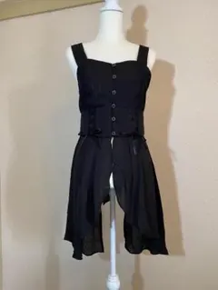 axes femme ブラック シフォン レースアップ ベスト ビスチェのサムネイル
