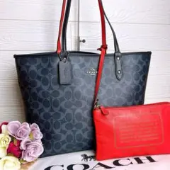 【新品タグ付き】COACH リバーシブル シティ トートバッグ A4ポーチ付き 新品タグ付き】COACH リバーシブル シティ トートバッグ A4ポーチ付き
