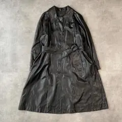 オンアンドオン フェイクレザー コート ジャケット ロング 黒 L 11232