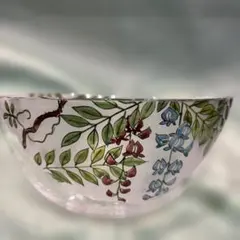 d512【新品・未使用】ガラス平茶碗（耐熱）観世水に青楓 小手鞠窯 紙箱