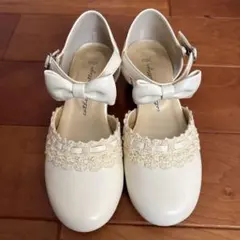 ホワイト リボン付き フォーマルシューズ