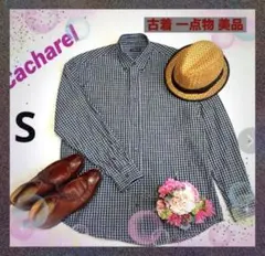 キャシャレル♡古着 メンズミニチェック柄ボタンダウンカジュアルシャツ Sサイズ