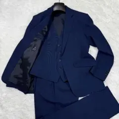 SUIT SELECT スリーピーススーツ 背抜き ネイビー 濃紺 4S 洗える