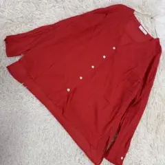 SLOBE IENA スキッパーブラウス レッド 0 キレイめ 華やか ボタンのサムネイル
