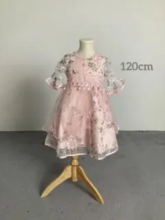 #14ピンクの刺繍入りドレス 120cm