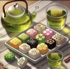 ダイヤモンドアート　和菓子　お茶　キット　ビーズアート　日本　和風　ポット