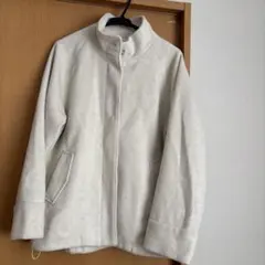 ホワイト フリース スタンドカラーコート