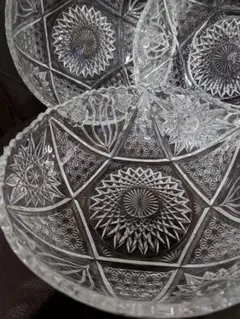 ボヘミアクリスタル カットガラス フルーツバスケット ハンドル付き