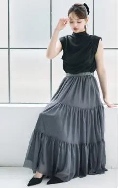 Whim Gazette チュールキリカエスカート ブラック ロングスカート